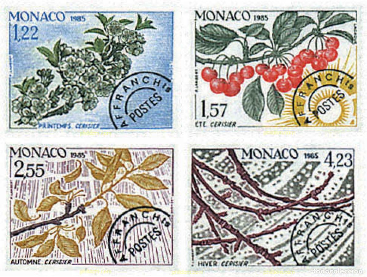 Sellos: 100006 MNH MONACO 1985 LAS CUATRO ESTACIONES DEL CEREZO
