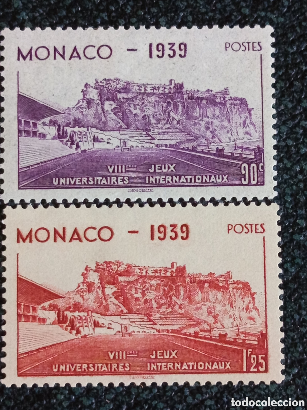 Sellos: M&oacute;naco 1939 Juegos Universitarios Internacionales Lote 2S MH (Michel 194-195)