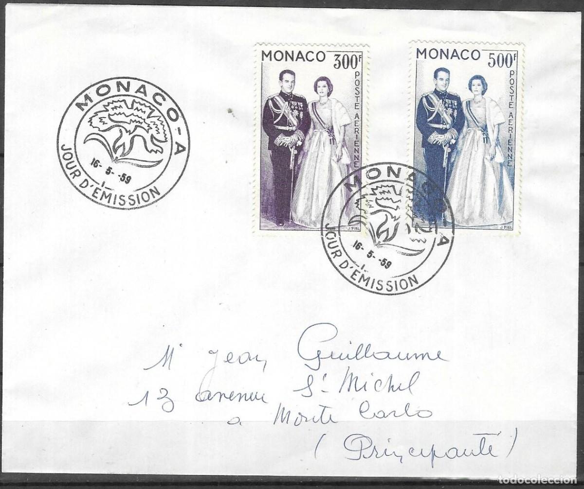 Sellos: Magn&iacute;fico sobre FDC (First Day Cover) oficial del Principado de M&oacute;naco, fechado el 16 de mayo de 195