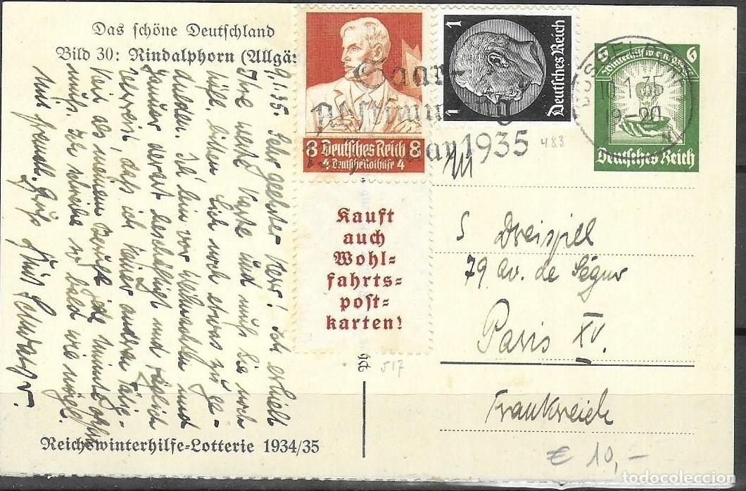 Sellos: Raro entero postal oficial de Alemania (Tercer Reich) circulado a nivel internacional con destino a