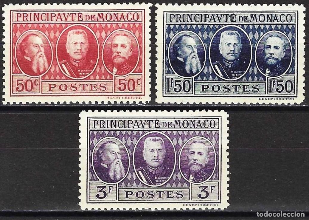 Sellos: Monaco 1928 - Mi 108 a 110 - YT 111 a 113 - Charles III, Louis II, Albert I - MNH**