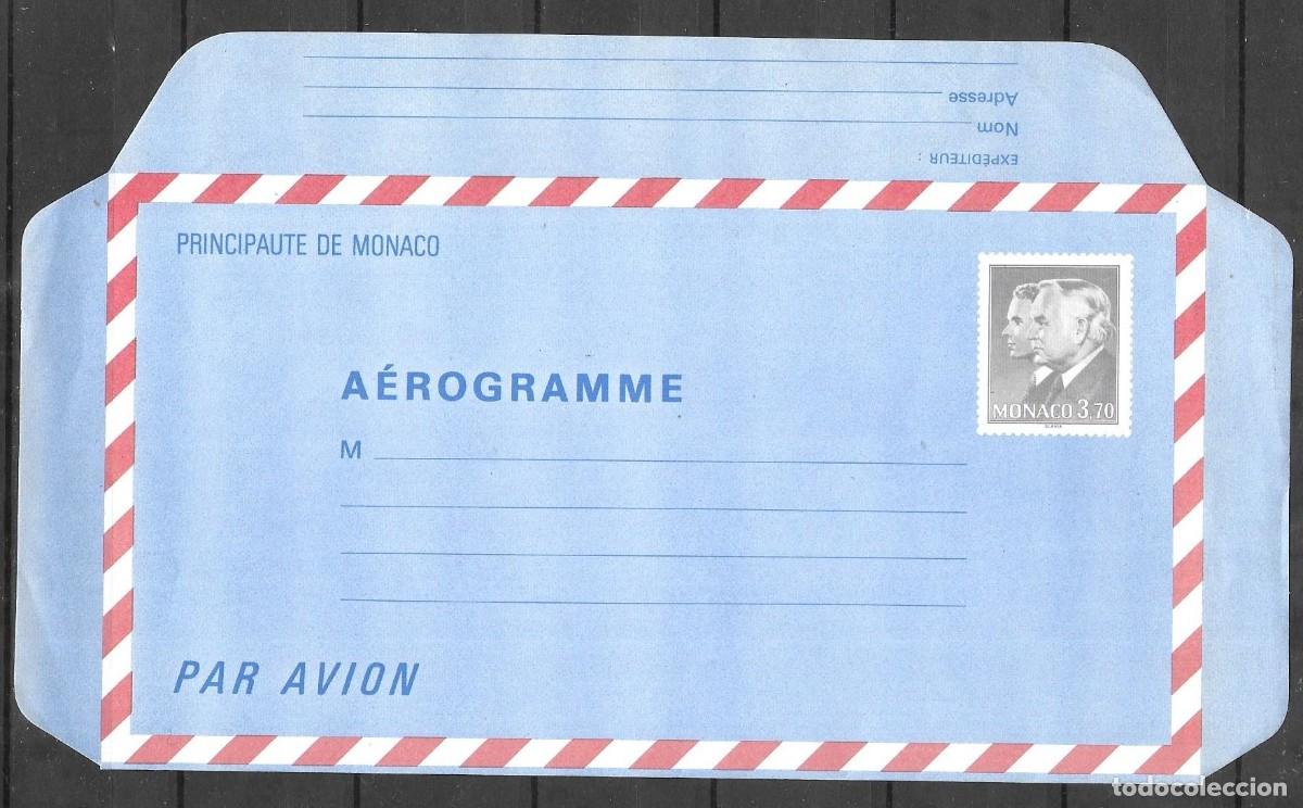 Sellos: aerograma oficial (entero postal) del Principado de M&oacute;naco, 1981.