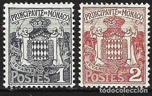 Sellos: Monaco 1924/25 - Mi 73 y 74 - YT 73 y 74- Escudos de armas - MH*