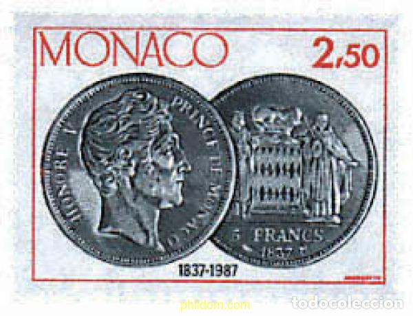 Sellos: 32393 MNH MONACO 1987 150 ANIVERSARIO DE LA ACU&Ntilde;ACION DE LA MONEDA