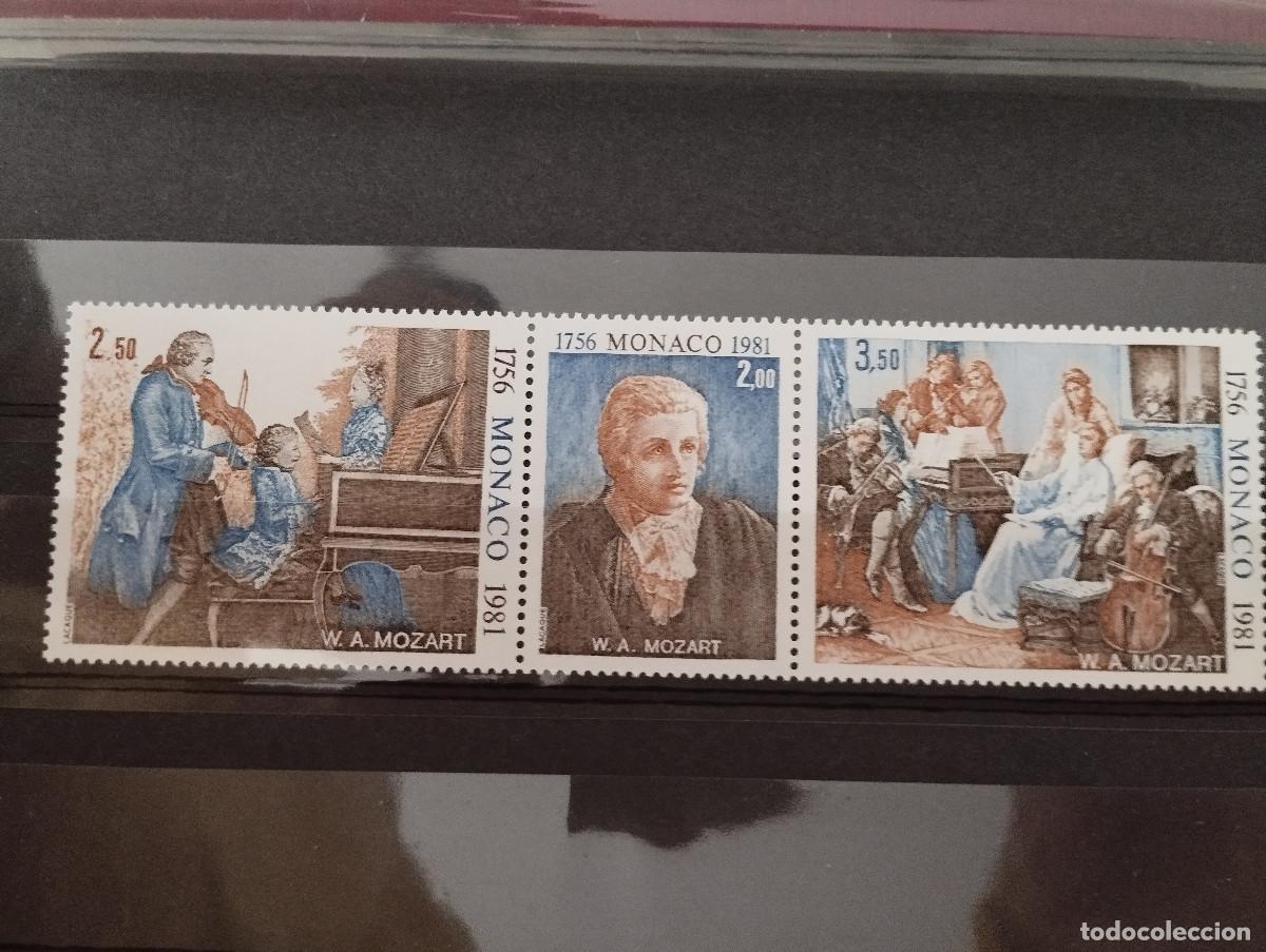 Sellos: TRIPTICO MONACO 1981 225 ANIVERSARIO DEL NACIMIENTO DE MOZART