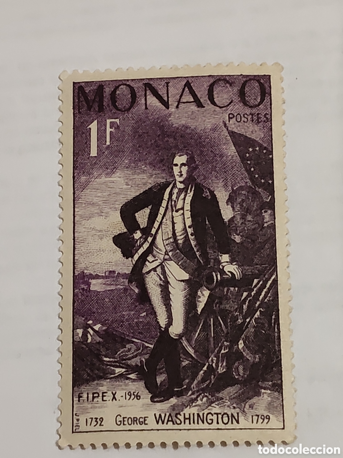 Sellos: Sello de M&oacute;naco George Washington 1956