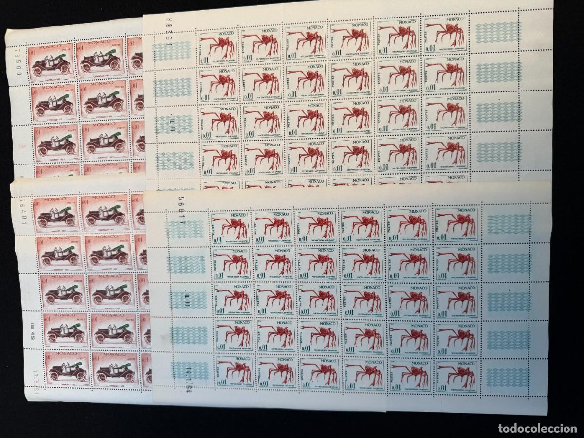 Selos: 240 SELLOS DE MONACO EN 8 HOJAS DE 30 DE 4 HOJAS DE 0,01 - 2 HOJAS DE 2 Frac. Y 2 HOJAS 3 Frac,