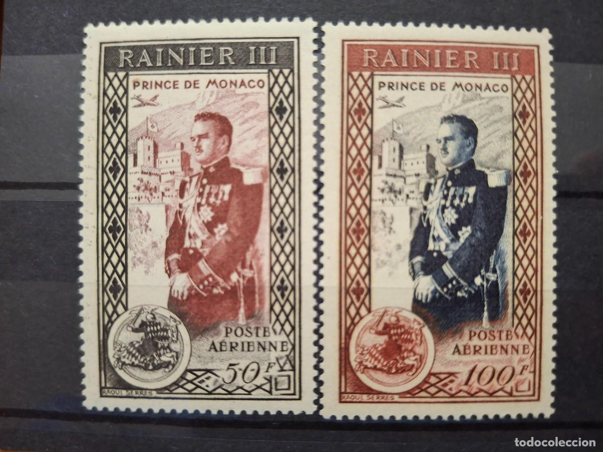 Selos: HB1585 Sellos MONACO CORREO AEREO a&ntilde;o 1950 YVERT 49/50** SERIE COMPLETA v.c. 24 &euro;