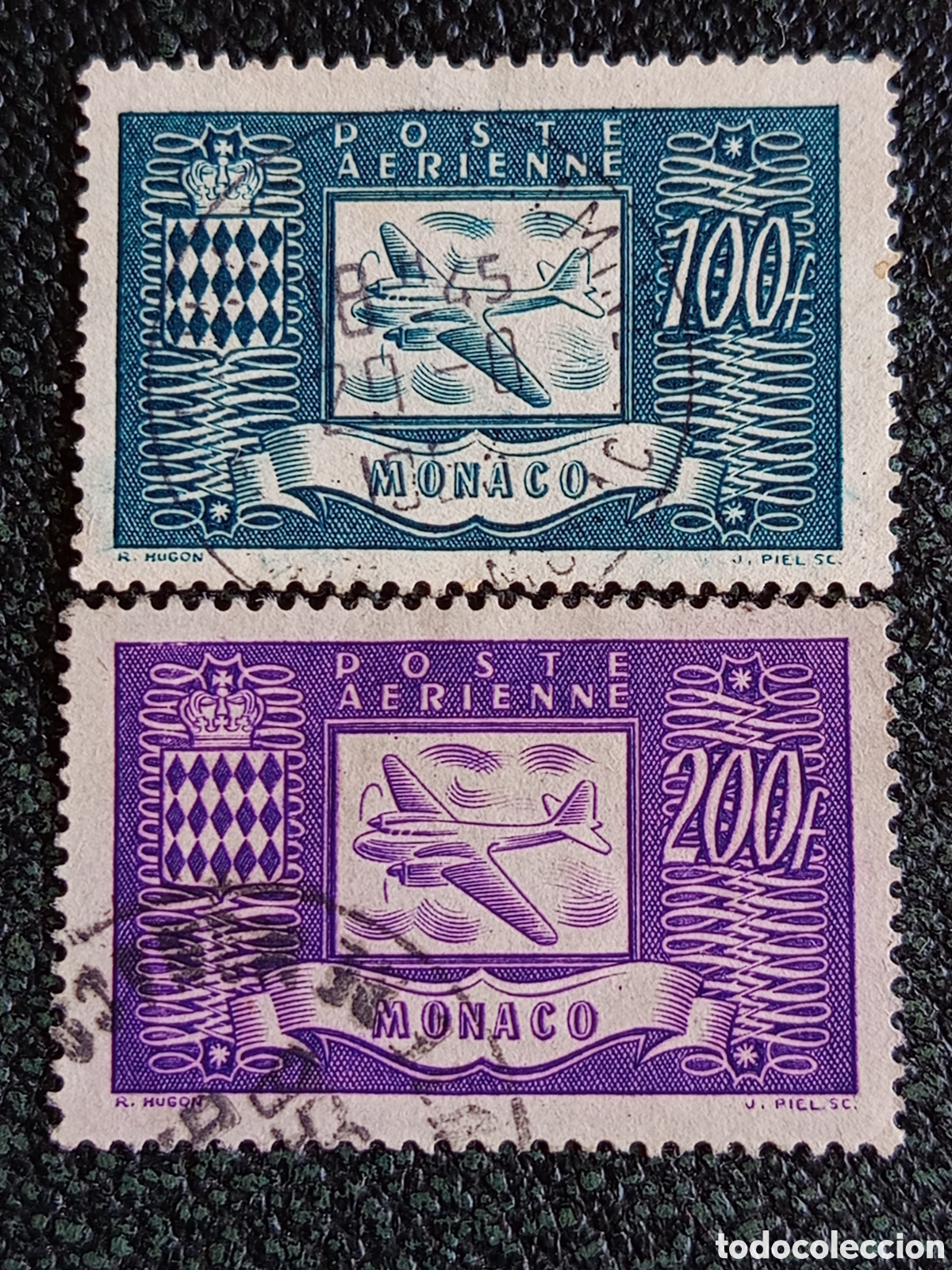 Selos: Pareja Sellos M&oacute;naco Correo A&eacute;reo 1946 Avi&oacute;n Douglas Yvert PA 17/18 Usados