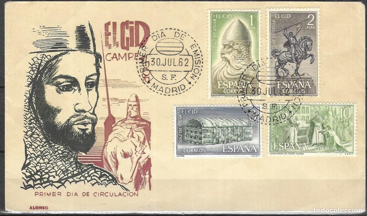Sellos: FDC Espa&ntilde;a 1962 - El Cid Campeador Serie Completa Edifil 1444/47 Yvert 1109/12