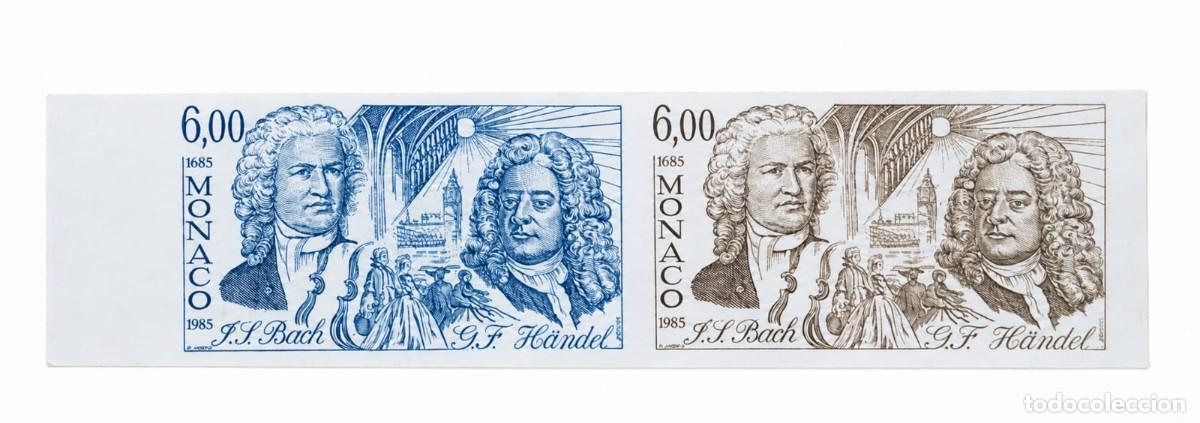 Sellos: O) 1985 MONACO, PROOF, JOHANN SEBASTIAN BACH AND GEORGE FRIDERIK HANDEL, COMPOSERS, SCT 1499, MNH