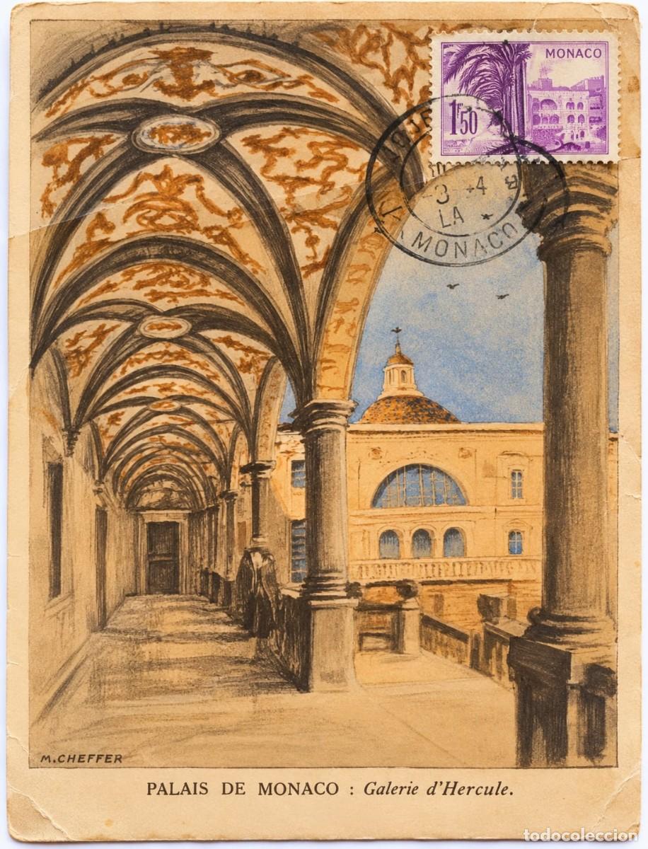 Sellos: O) 1952 MONACO, HERCULES GALLERY OF THE PALACE OF MONACO BY HENRI LUCIEN CHEFFER, MAXIMUM CARD