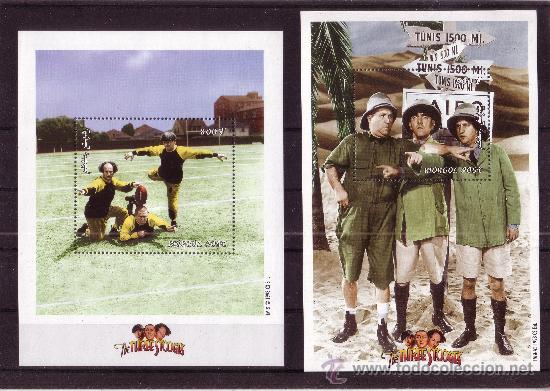 Sellos: MONGOLIA HB 268/70** - A&Ntilde;O 1999 - THE THREE STOOGES - Foto 1