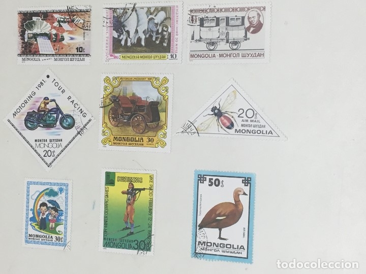 Sellos: 9 sellos de mongolia usados - Foto 1