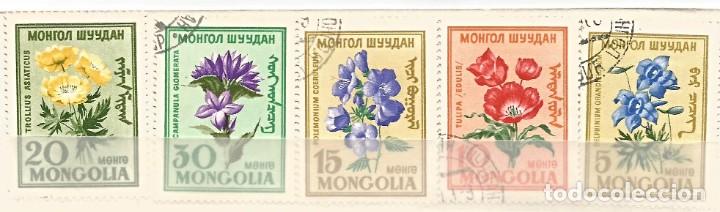 Sellos: MONGOLIA - FLORES - 5 SELLOS USADOS - Foto 1