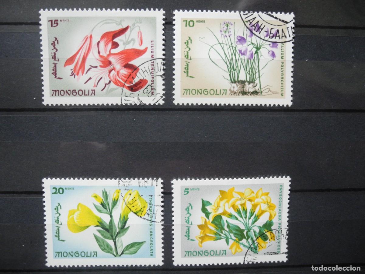 Sellos: Mongolia 1966. Yvert: 382/5. Flores end&eacute;micas. - Foto 1