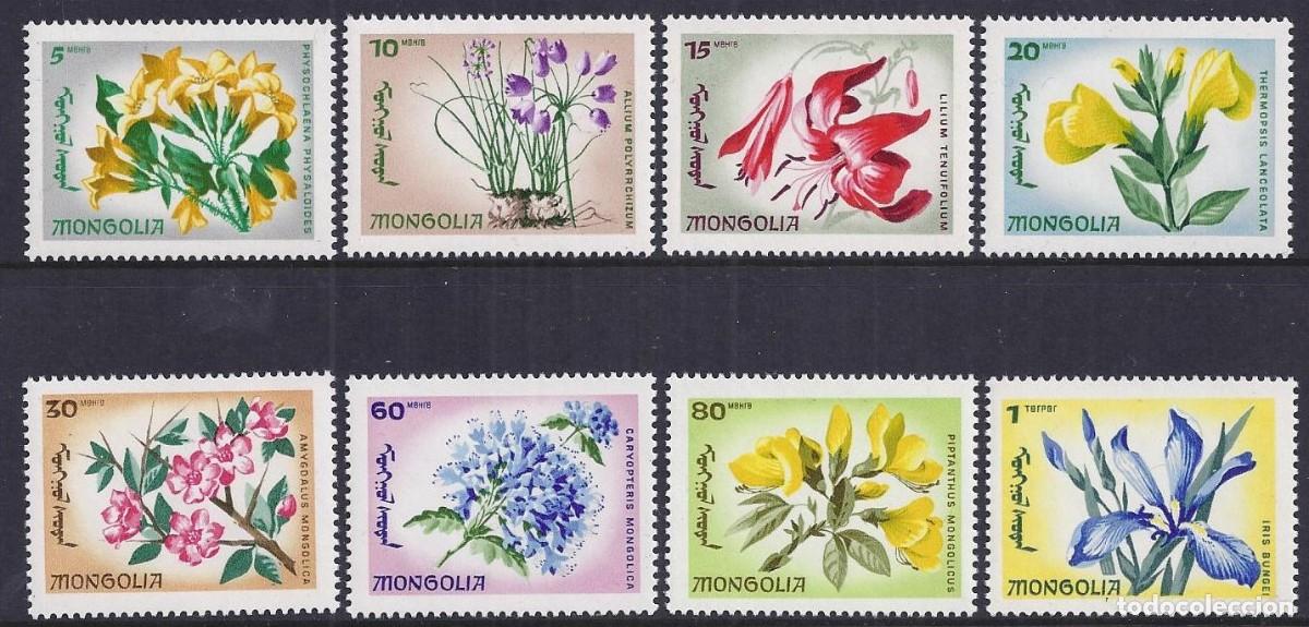 Sellos: MONGOLIA 1966 - FLORES - YVERT N&ordm; 382/389** - Foto 1