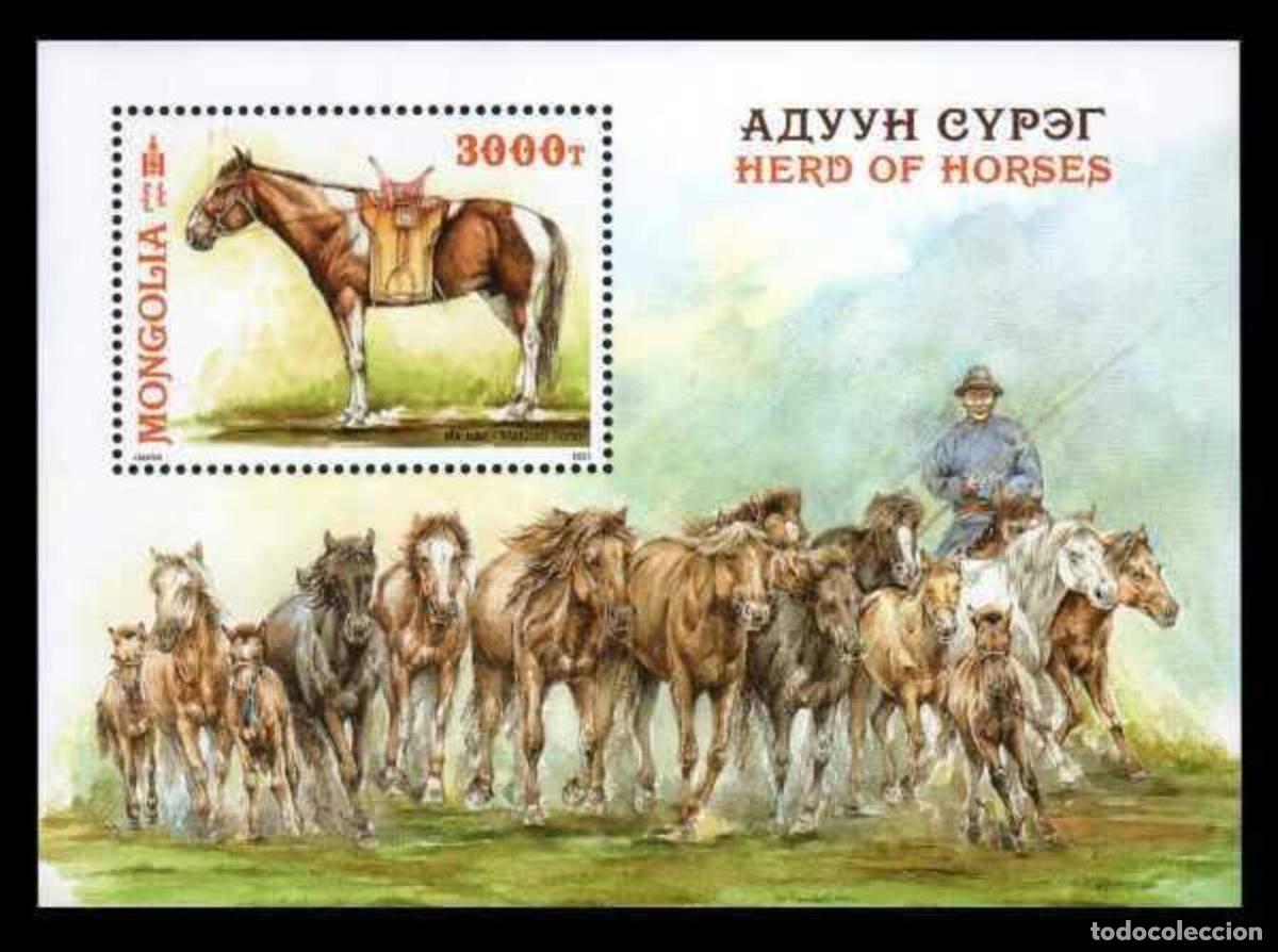 Sellos: Mongolia 2023 manada de caballos Caballos MNH - Foto 1