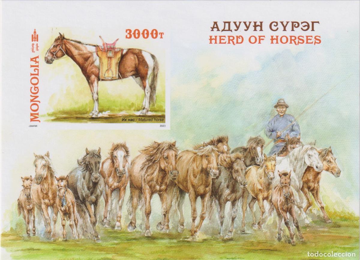 Sellos: Mongolia 2023 manada de caballos Caballos MNH - Foto 1