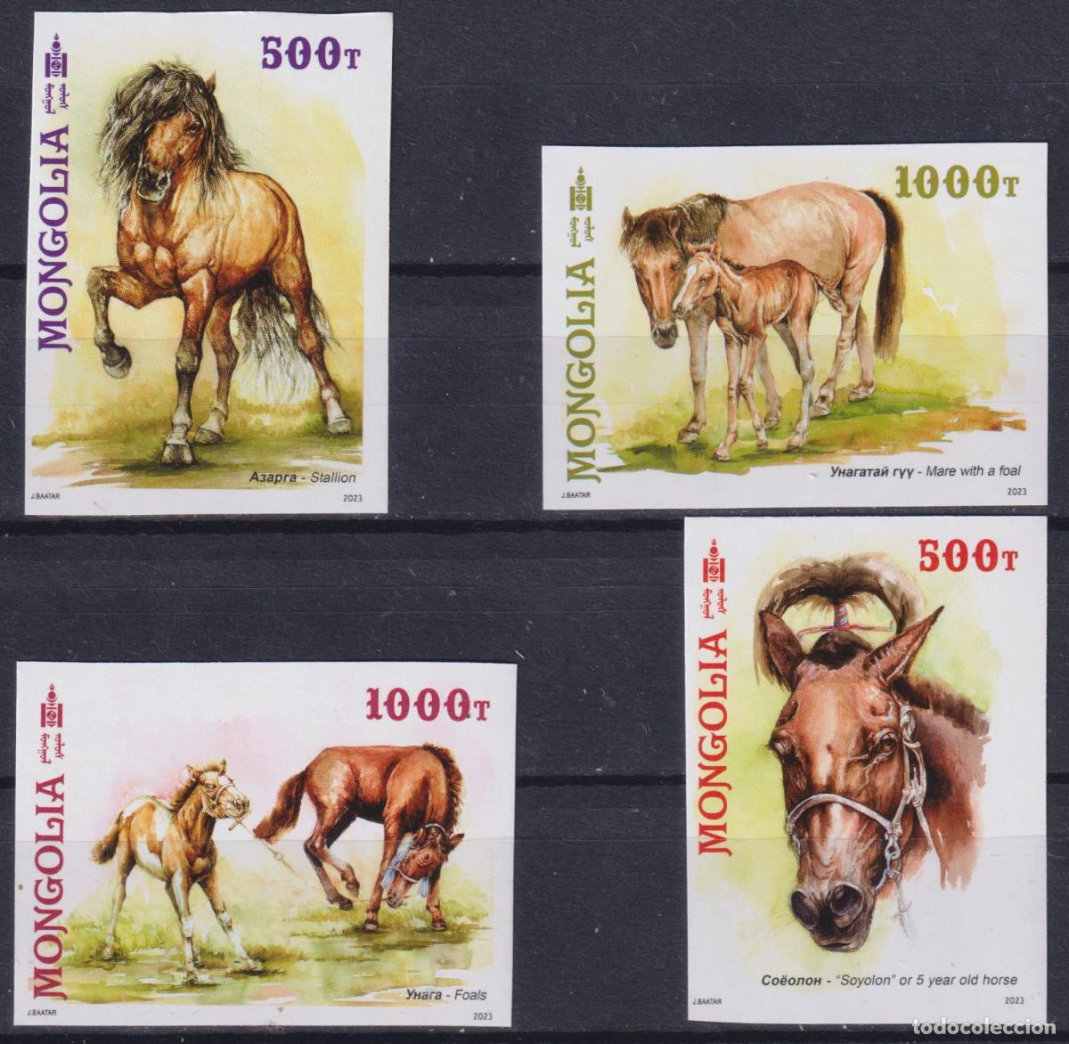 Sellos: Mongolia 2023 manada de caballos Caballos MNH - Foto 1