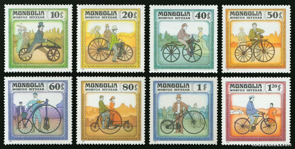 Sellos: Mongolia 1982 Historia de la bicicleta bicicletas MNH - Foto 1