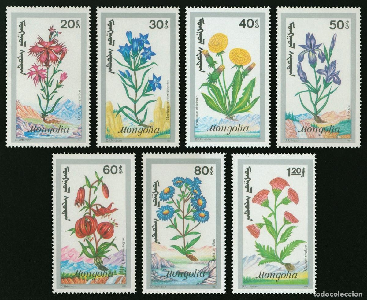 Sellos: Mongolia 1991 Hierbas medicinales flores MNH - Foto 1