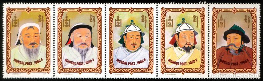 Sellos: Mongolia 1997 Imperio mongol L&iacute;deres estatales MNH - Foto 1