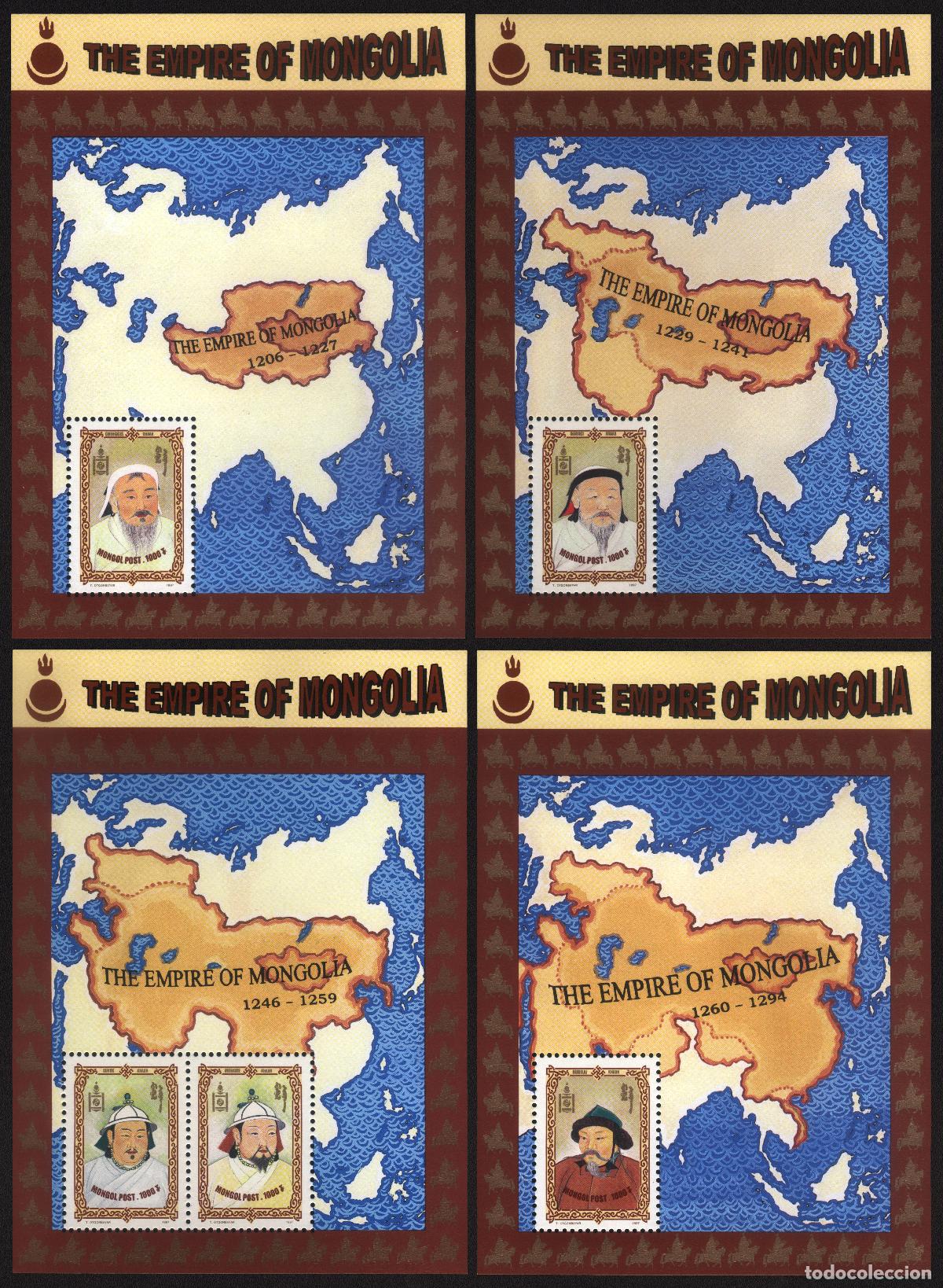 Sellos: Mongolia 1997 Imperio mongol Tarjetas MNH - Foto 1