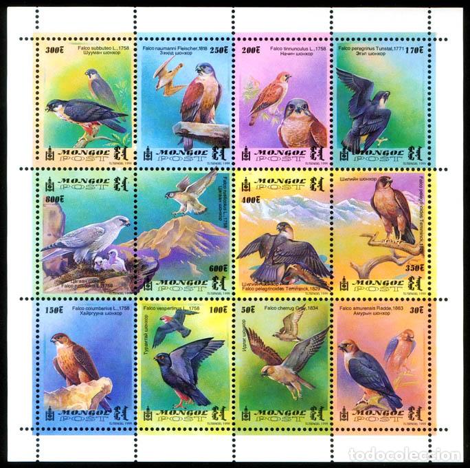 Sellos: Mongolia 1999 Halc&oacute;n Aves MNH - Foto 1