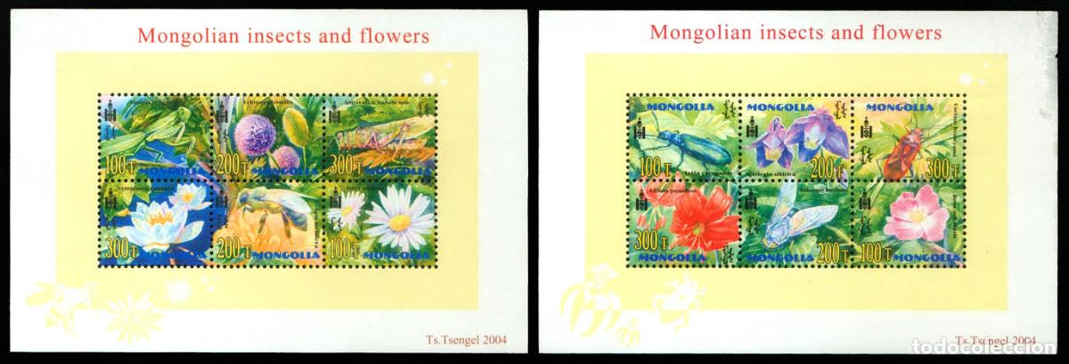 Sellos: Mongolia 2004 Insectos y flores de Mongolia. flores MNH - Foto 1