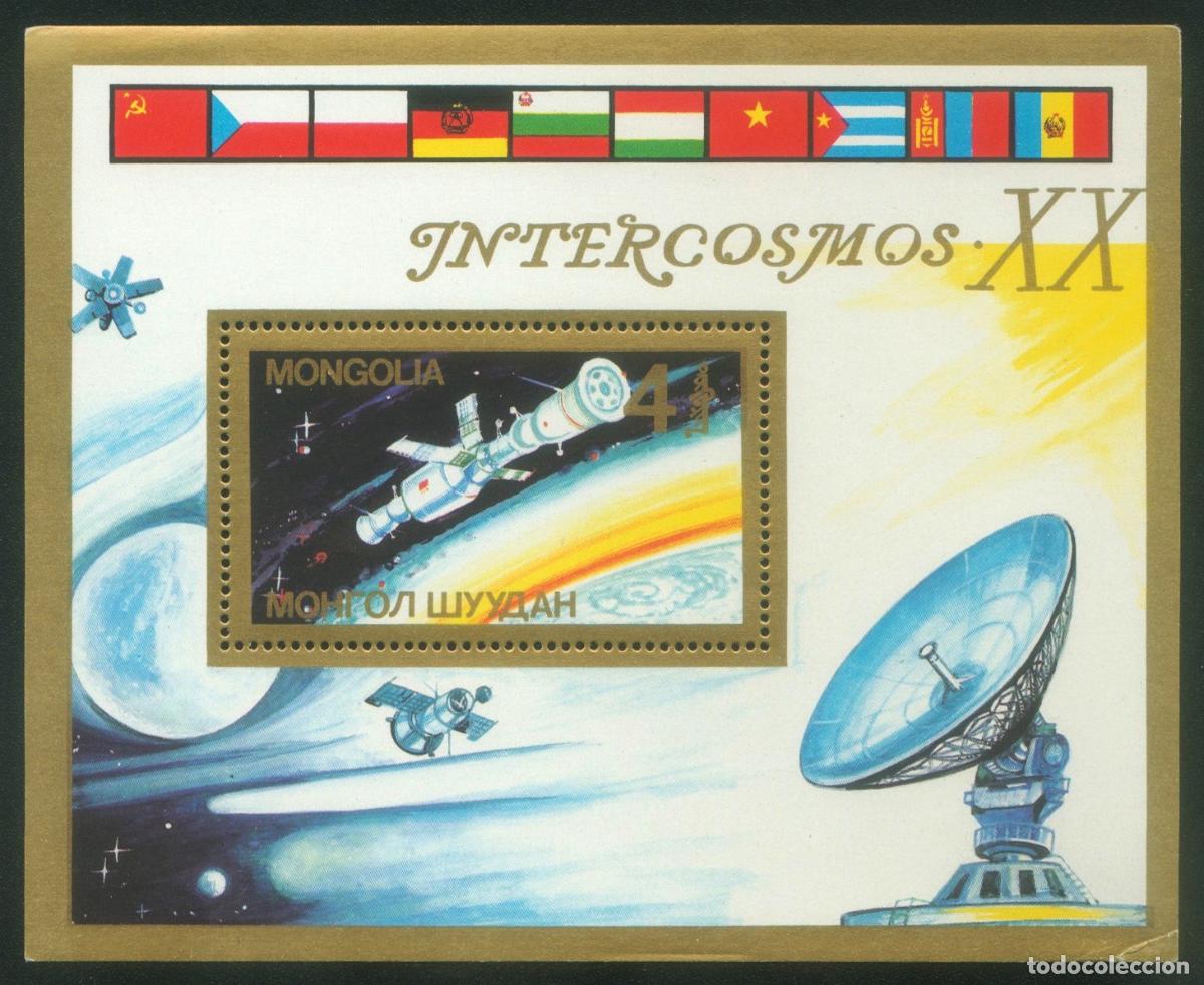 Sellos: Mongolia 1987 20 aniversario del programa Intercosmos Espacio MNH - Foto 1