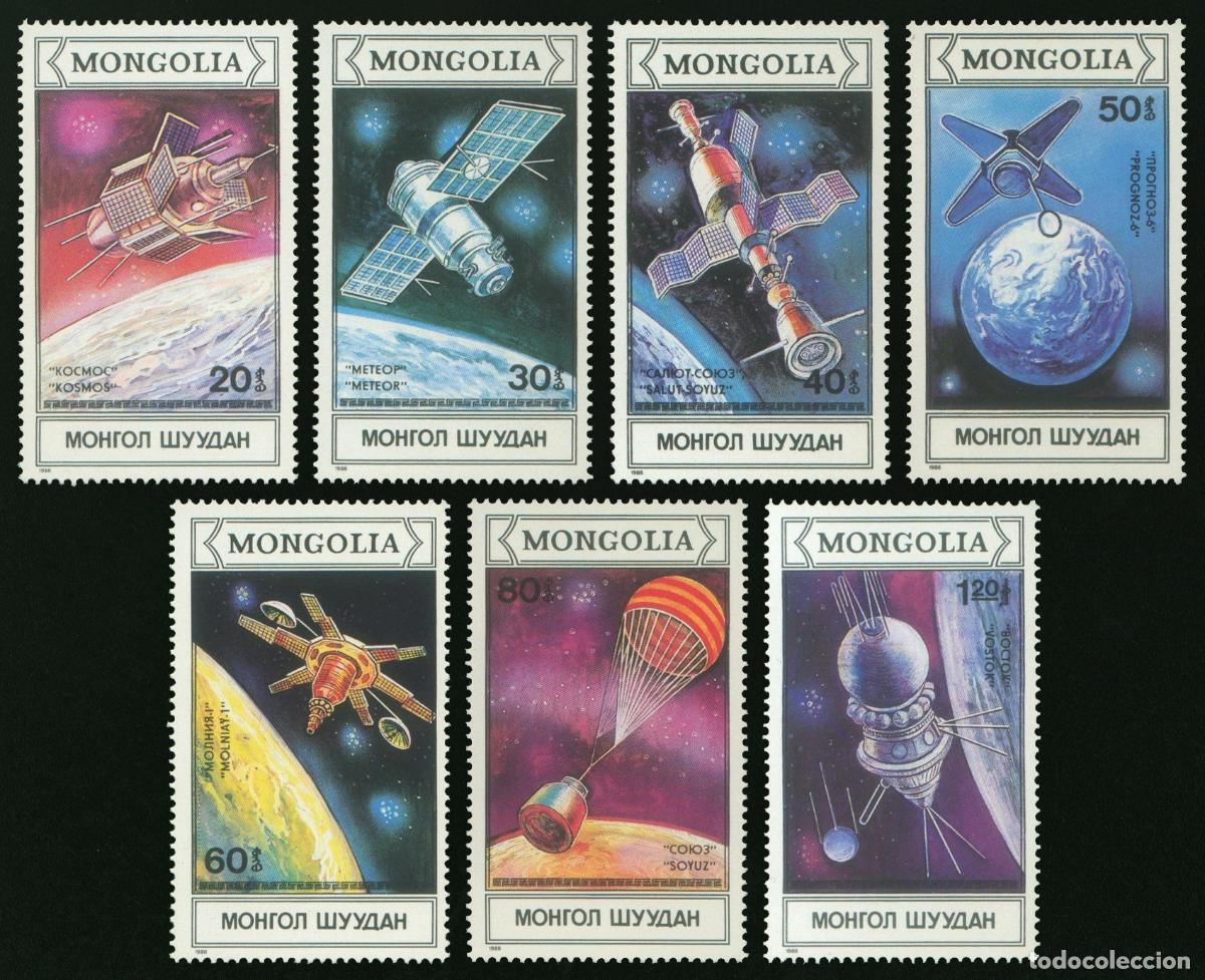 Sellos: Mongolia 1989 Exploraci&oacute;n espacial Espacio MNH - Foto 1