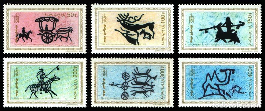 Sellos: Mongolia 2002 Dibujos rupestres Arte MNH - Foto 1