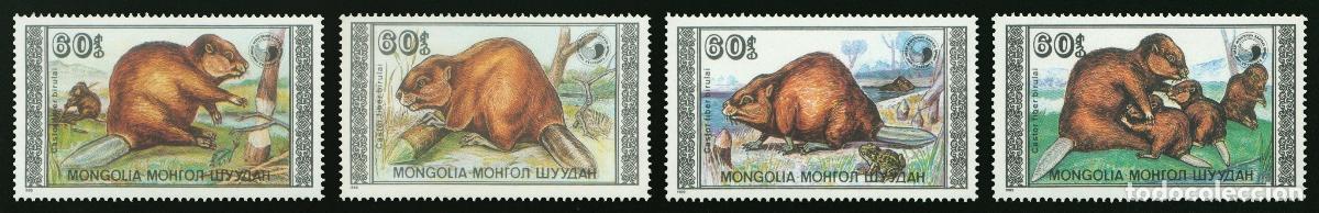 Sellos: Mongolia 1989 castores roedores MNH - Foto 1