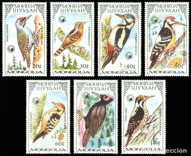 Sellos: Mongolia 1987 P&aacute;jaro carpintero Aves MNH - Foto 1