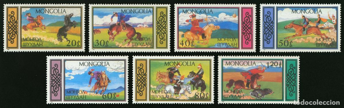 Sellos: Mongolia 1987 Montar a caballo Deporte MNH - Foto 1