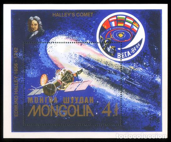 Sellos: Mongolia 1986 cometa Halley Espacio MNH - Foto 1
