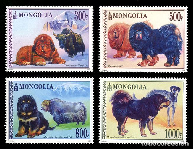 Sellos: Mongolia 2015 perro y yak Monta&ntilde;as MNH - Foto 1