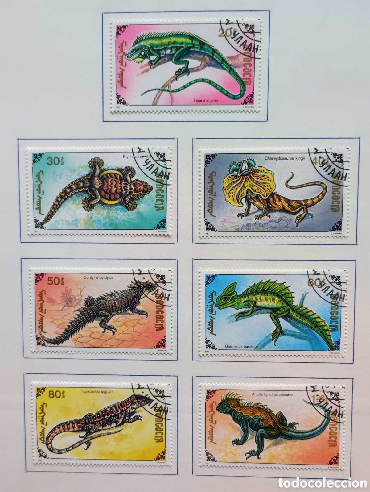 Sellos: Mongolia. 1991. Reptiles - Foto 1