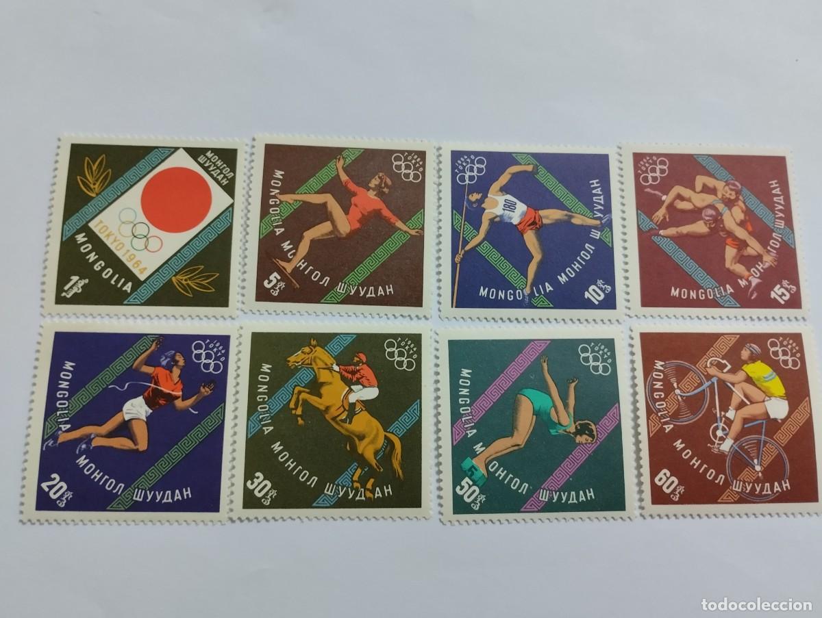 Sellos: SELLOS MONGOLIA, A&Ntilde;O 1964, 8 VALORES, SERIE COMPLETA, JUEGOS OL&Iacute;PICOS DE TOKIO, YVERT 313/320