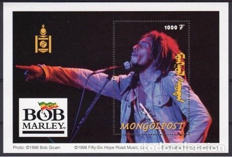 Sellos: MONGOLIA 1998 SHEET MNH BOB MARLEY CANTANTES MUSICA SINGERS MUSIC