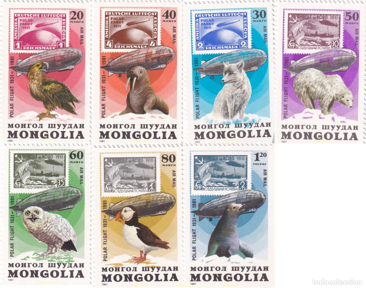 Sellos: 34090 MNH MONGOLIA 1981 50 ANIVERSARIO DEL PRIMER VUELO DEL ZEPPELIN