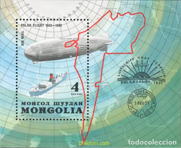 Timbres: 124685 MNH MONGOLIA 1981 50 ANIVERSARIO DEL PRIMER VUELO POLAR DEL ZEPPELIN