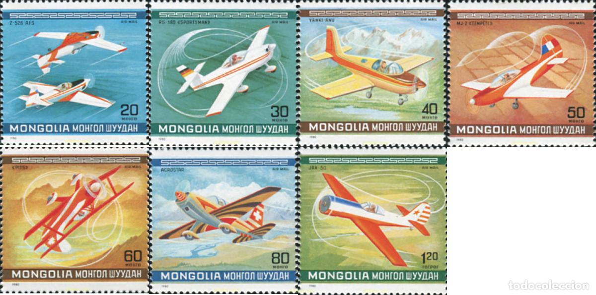 Sellos: 69828 MNH MONGOLIA 1980 CAMPEONATOS DEL MUNDO DE ACROBACIA AEREA