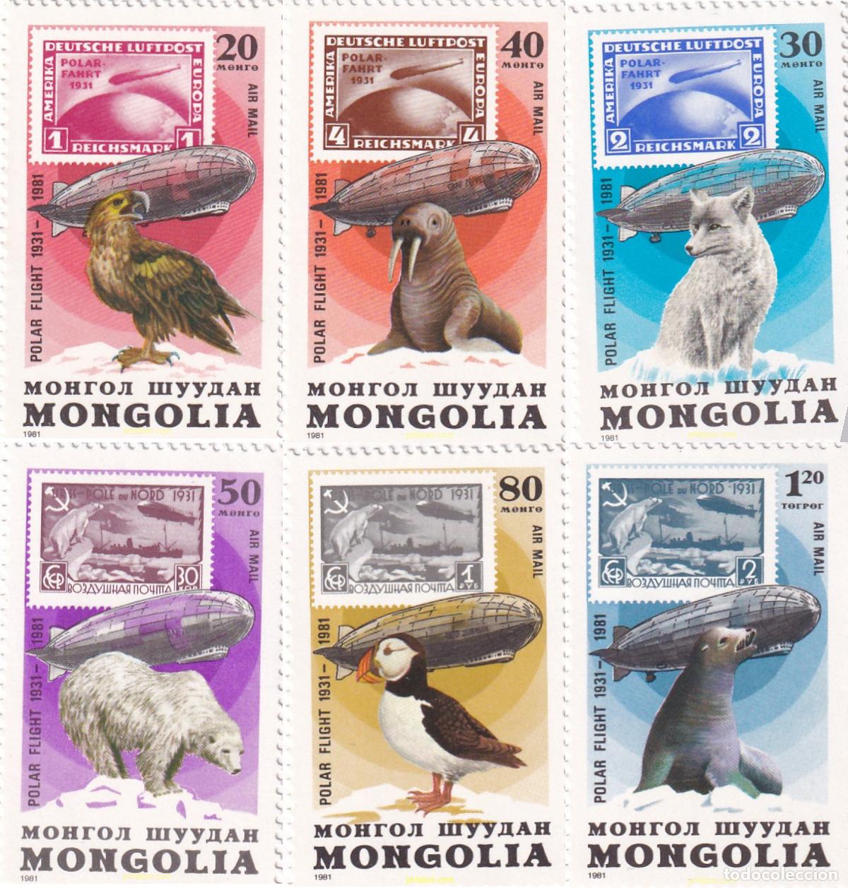 Sellos: 668387 MNH MONGOLIA 1981 50 ANIVERSARIO DEL PRIMER VUELO DEL ZEPPELIN