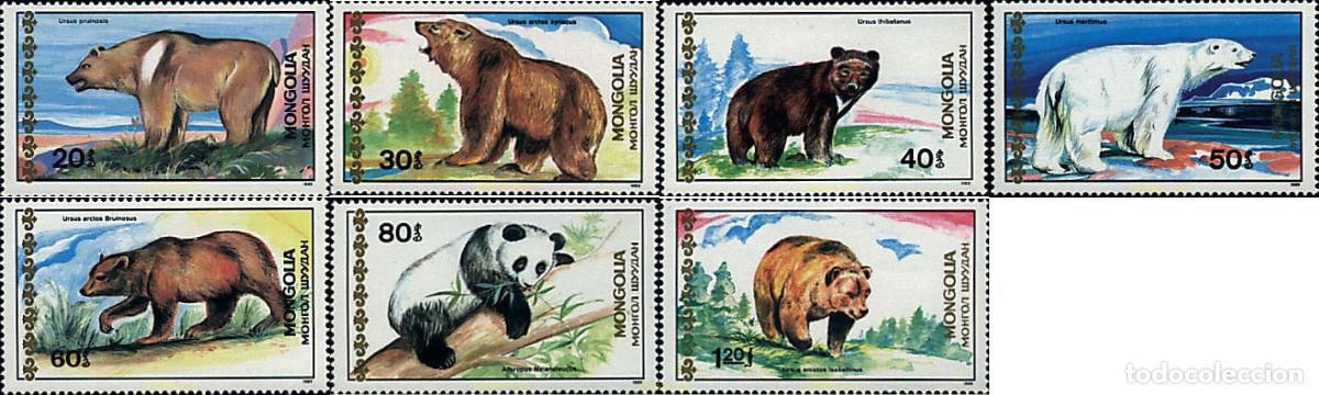 Sellos: 54070 MNH MONGOLIA 1989 FAUNA. RAZAS DE OSOS.