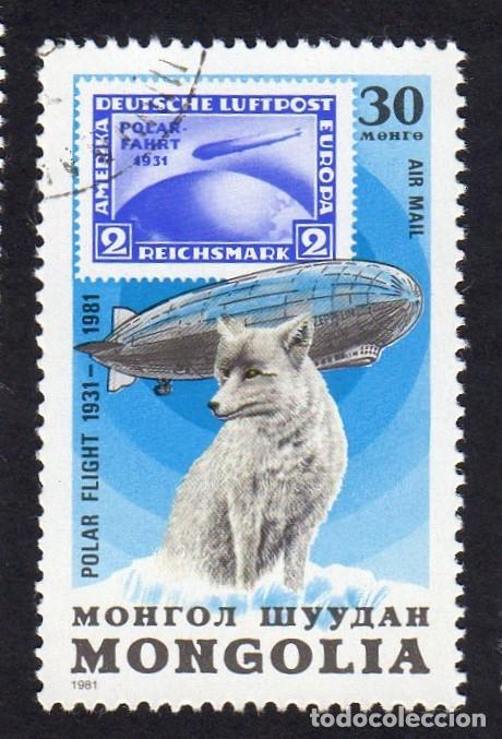 Sellos: Mongolia. Vuelo Zeppelin en Polo Norte. 1981. YT-PA130/PA131. usado