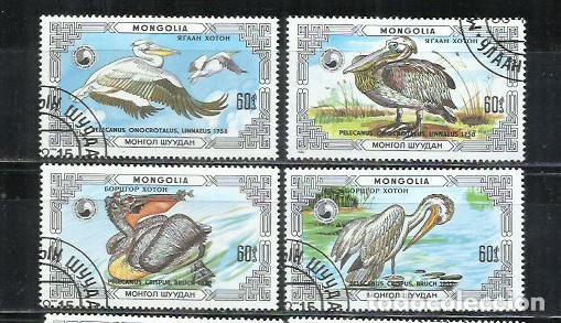 Sellos: 904-MONGOLIA ASIA SERIE COMPLETA 1986 FAUNA PELICANOS 1481/1484