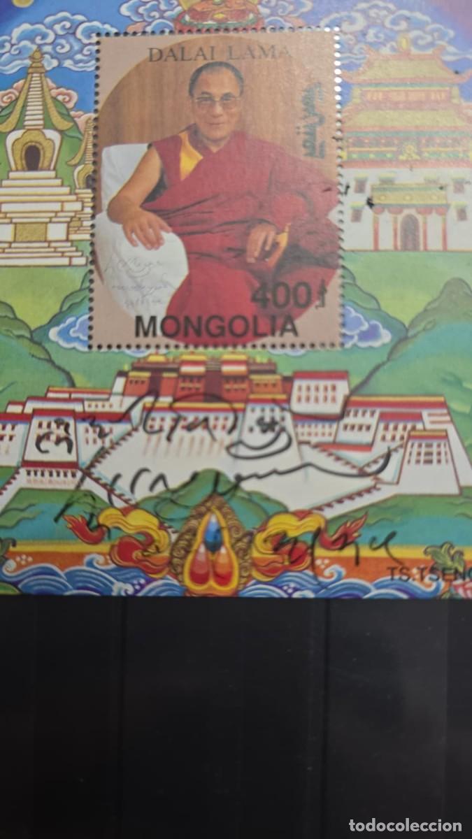 Sellos: O) 1994 MONGOLIA, DALAI LAMA 1989 NOBEL PEACE PRIZE WINNER, SCT 2166 400t, ORIGINAL SIGNATURE,MNH