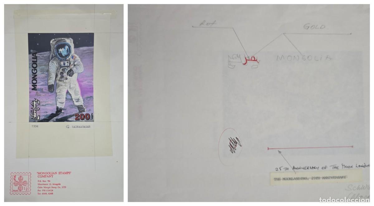 Sellos: O) 1994 MONGOLIA, ARTWORK, SPACE, FIRST MANNED MOON LANDING, ASTRONAUT ON MOON, SCT 2171, XF